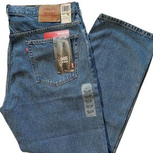 Levi's 505 Jeans   42 x 30   Regular Fit   Straight Leg   Medium Wash Denim  NWT